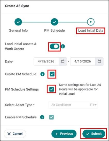 Load Initial Data tab